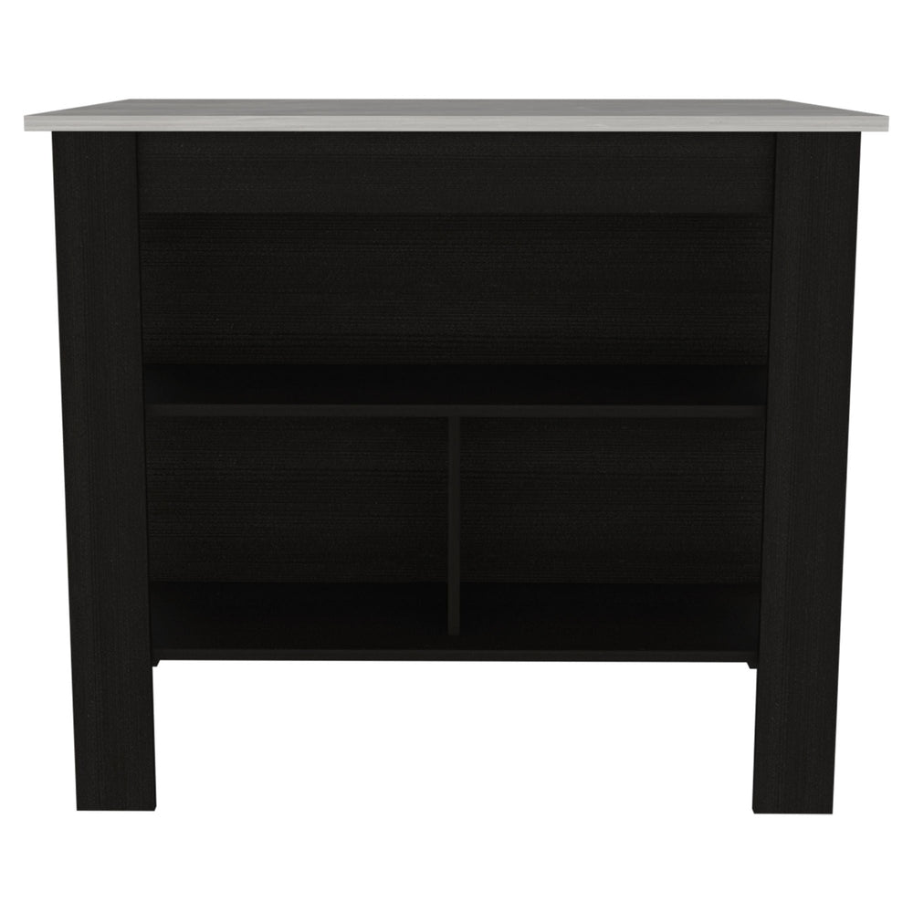 Cala Kitchen Island; Four Legs; Three Shelves -Black / Ibiza Marble Style Your Walls